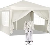 Tente de fête D&B - Pavillon - Tentes de fête - Pliable - Protection solaire - Tente de camping - 3 x 3 mètres - Étanche - Couleur Beige/ Wit