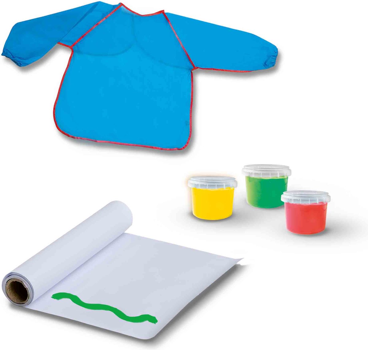 SES Creative - My First - Vingerverf set met Kliederschort - 4 kleuren Vingerverf (4x110ml) met Verfschort en Papier - Goed Uitwasbaar – Glutenvrij – Speelgoed 1 tot 4 jaar — afbeelding 5