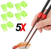 5 stuks Handige eetstokjes houder - sushi servies - herbruikbare stokjes - Chopstick Trainers hulpstuk - Groen