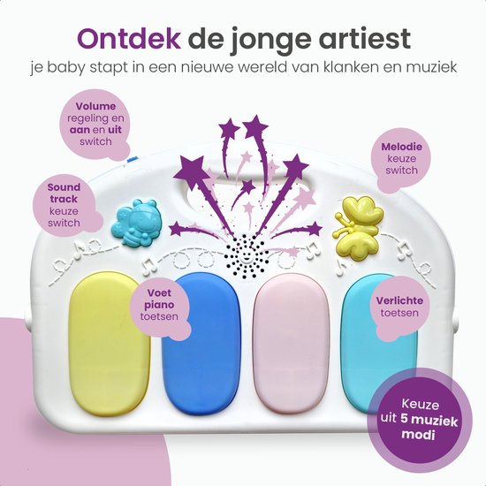 Gofun Baby Gym - Tapis de jeu pour bébés - Tapis de jeu musical - Cadeau de maternité - Tapis d'activité - Jouets pour bébé - Interactif - Éducatif - 105 x 52 cm - Bleu