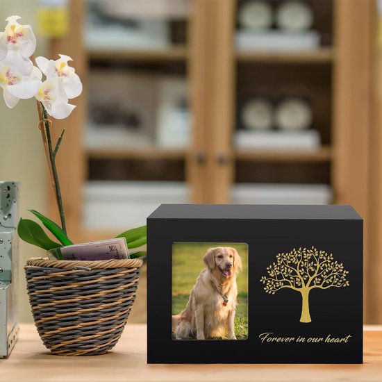 Premium Huisdier Urn - Met fotolijstje - Urn voor huisdier - Met Levensboom en Frame - Crematie - Kat / hond / Konijn urn - Merkloos