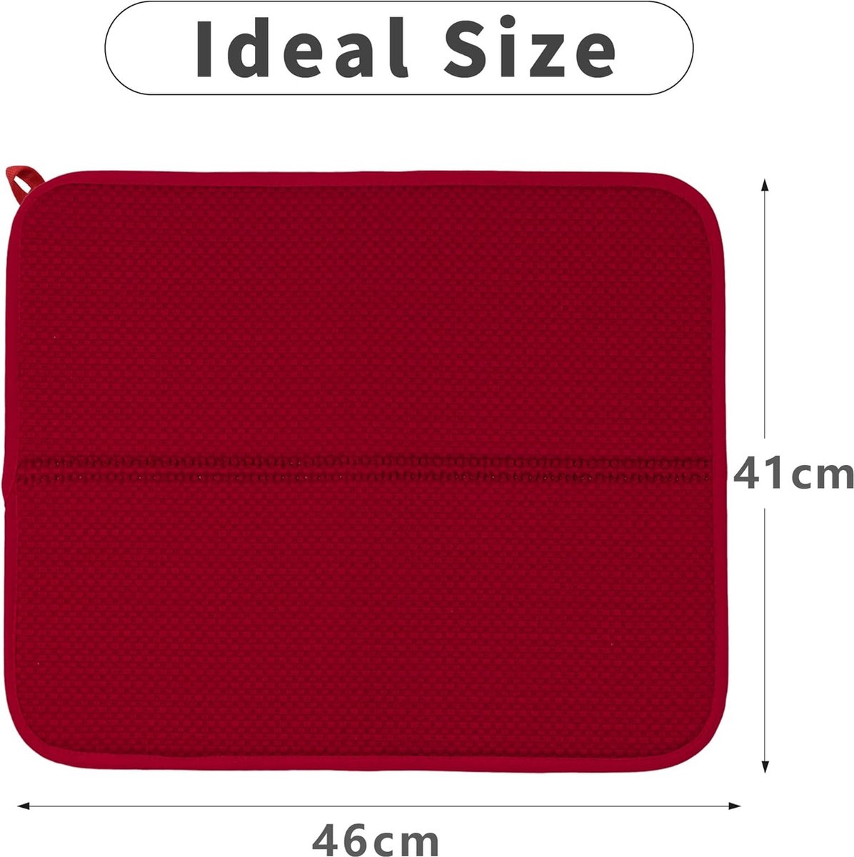 Microvezel afdruipmat voor keuken 46x41cm, 2 stuks, gootsteen en servies, droogmat, serviesonderlegger (zwart+rood)