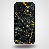 Smartphonica Telefoonhoesje voor Samsung Galaxy A51 met marmer opdruk - TPU backcover case marble design - Goud Zwart / Back Cover geschikt voor Samsung Galaxy A51