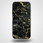 Smartphonica Telefoonhoesje voor Samsung Galaxy A22 5G met marmer opdruk - TPU backcover case marble design - Goud Zwart / Back Cover geschikt voor Samsung Galaxy A22 5G