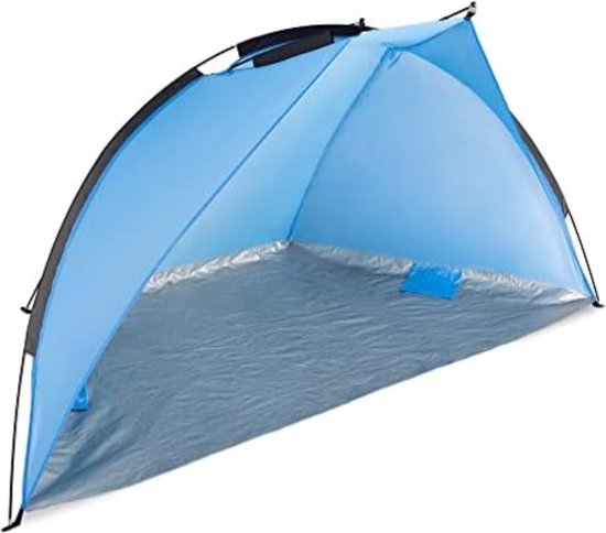 Windscherm voor het strand - Zon- en windbescherming voor drie personen - Pop-up speeltent met UV-bescherming - Beach shelter met draagtas - Blauw Beach Tent van Outsunny — afbeelding 3