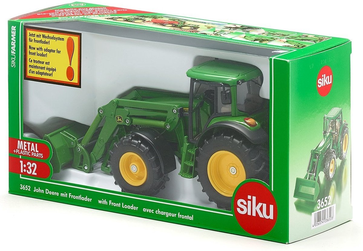 SIKU 3652, John Deere Tractor met voorlader, 1:32, metaal/kunststof, groen, beweegbare voorlader, verwijderbare bestuurderscabine — cadeau in Spellen & Speelgoed - foto 5