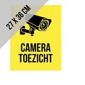 Pictogram/ bord | "Cameratoezicht" | 27 x 36 cm | CCTV | Beveiliging | Videobewaking | Camera bewaking | Politie | Diefstal verhinderen | Preventie | Geel | Opvallend | Polystyreen | Dikte: 2 mm | 1 stuk