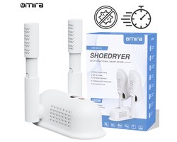 Omira Schoenendroger Pro – Met UV-sterilisatie & Timer – Schoenverfrisser – Antibacterieel – Wit - Schoenverwarmer – Schoenendroger Electrische - Schoenenverzorging – Inklapbaar Design – Geurvreters voor Schoenen, Ski Schoenen en Sportschoenen