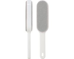Concorde Kledingborstel - 24 cm - wit/grijs - ontpluizer - pluizen verwijderen - kleding en meubels