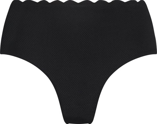 Hunkemöller Hoog uitgesneden bikinibroekje Scallop Zwart 3XL