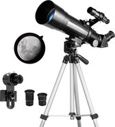Sterrenkijker Telescoop met Accessoires - Voor Volwassenen en Kinderen - Nachtkijker - Inclusief Statief - Zwart - Top Kwaliteit