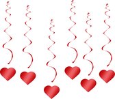 Valentijn Decoratie Rode Swirl Slingers Hartjes Hangdecoratie Versiering Feest Versiering Huwelijk Rood - 6 Stuks