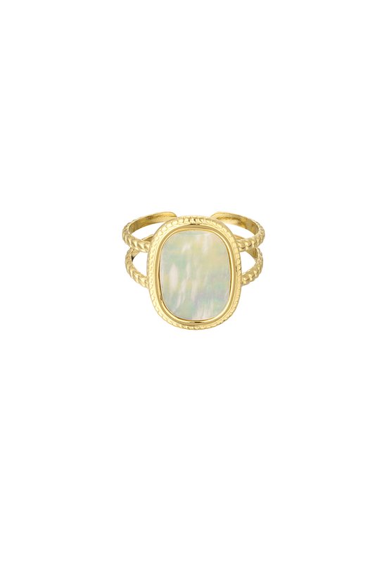 Yehwang - Ring rechthoekige steen - goud/geel