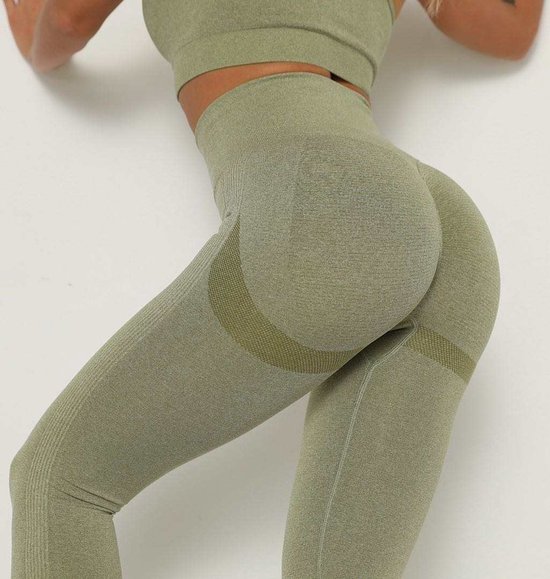 Gym Revolution - Sportlegging dames - Sportkleding dames - Sportbroek dames - Sportlegging - Push up - Shape legging - Sportlegging dames high waist - Hardloopbroek dames - yoga legging dames - Groen Maat S van Merkloos — afbeelding 4
