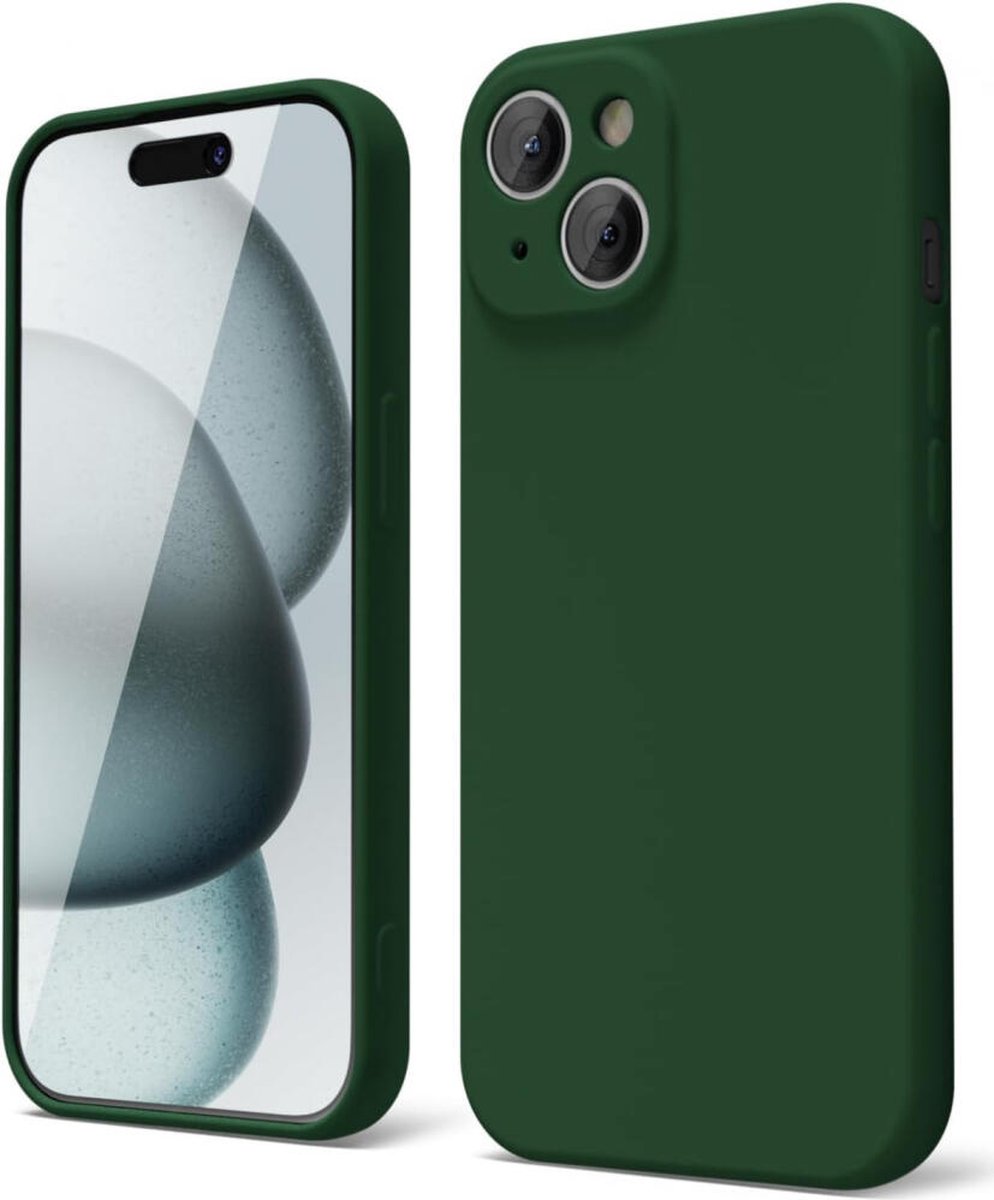 Hoesje met Camera Bescherming Geschikt voor Apple iPhone 15 | Back Cover | Dun | Flexibel TPU | Donkergroen