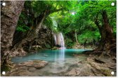Erawan Waterfall in Jungle Thailand Photo Jardin affiche 60x40 cm - petit - Toile de jardin / Toile d'extérieur / Peintures pour l'extérieur (décoration de jardin)