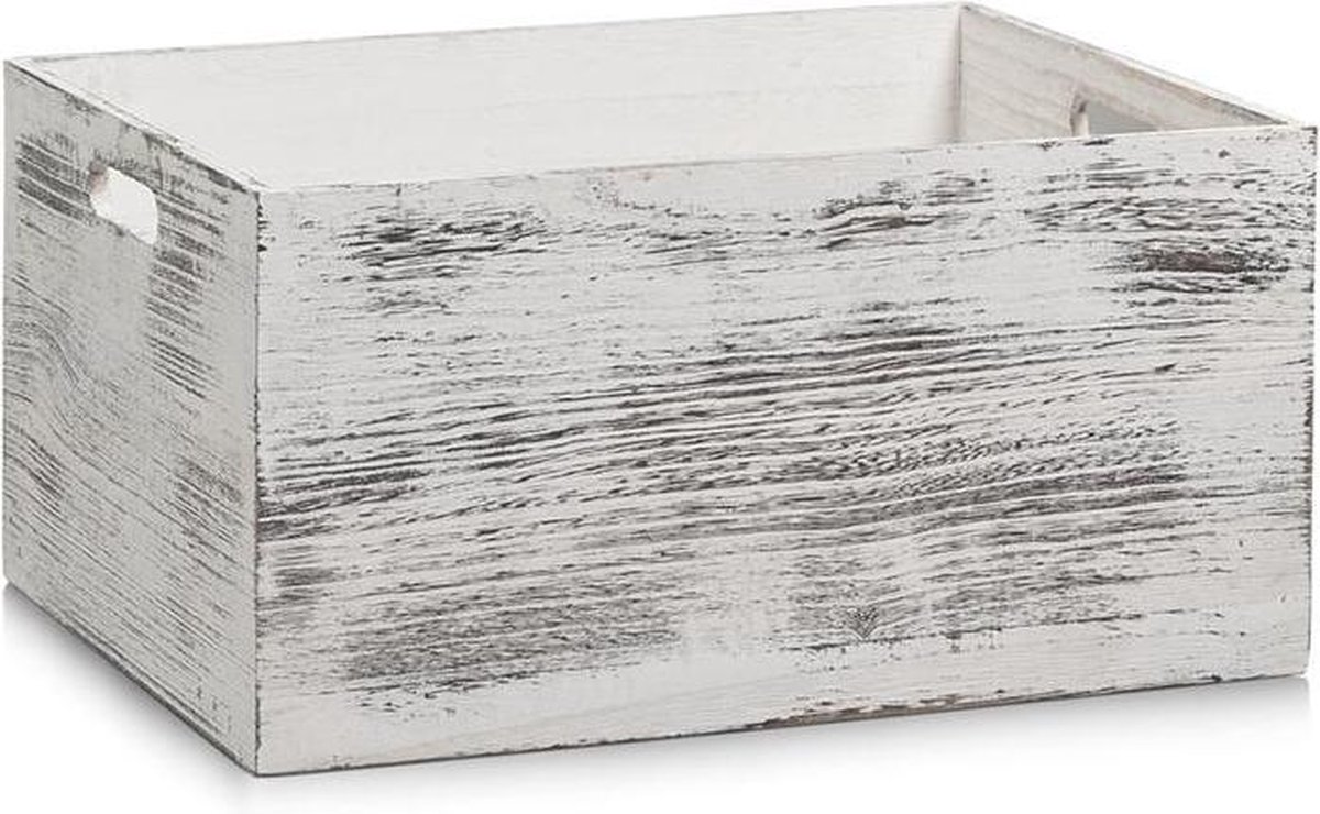Zeller - Storage Box "Rustic white", paulownia wood