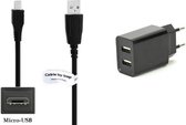 OneOne 2.1A lader + 0,95m Micro USB kabel. Oplader adapter met 2 poorten en oplaadkabel geschikt voor o.a. Pocketbook eReader Basic Lux / Lux 2 / Lux 3 / Lux 4, Basic 2 / 3 / 4, Color 1, InkPad 3 / 3 Pro, Touch Lux 2 / Lux 3 / Lux 4 / Lux 5