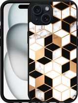 Cazy Hardcase Hoesje geschikt voor iPhone15 Black White Marble