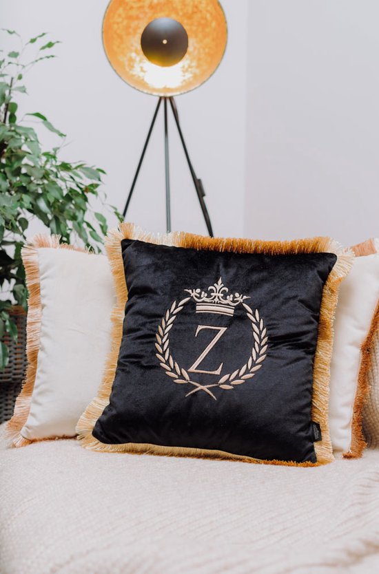 Embroidered pillow / personalised pillow / monogram pillow / decorative cushion 40x 40 black velvet letter Z