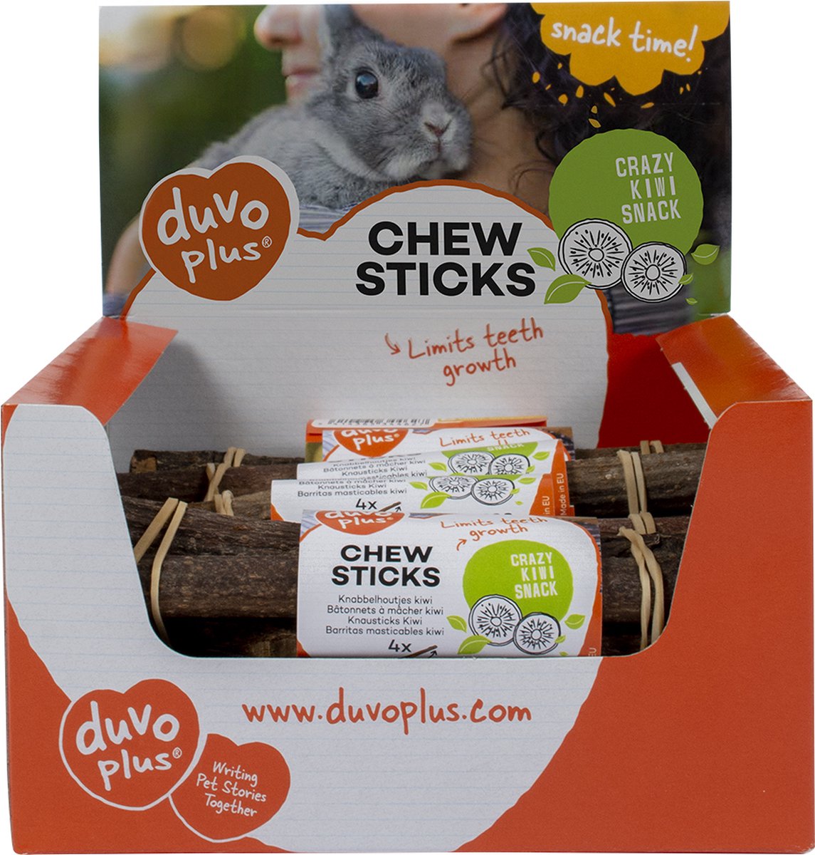 Duvoplus - Knaagdierensnack - Knaagdier - Knabbelhoutjes Kiwi 4st - Display - 4st