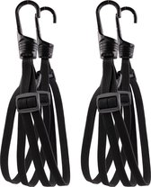 PRETEX 2 Cordons élastiques avec Crochet – Ensemble de cordons élastiques attachés robustes + Ceintures coulissantes avec revêtement en caoutchouc solide – Zwart
