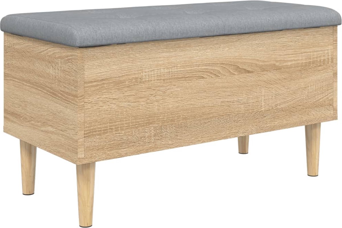vidaXL Opbergbankje - 82x42x46 - cm - bewerkt - hout - sonoma - eikenkleurig sonoma eiken