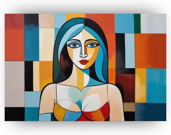 Vrouw Picasso stijl poster - Vrouw poster - Muurdecoratie Pablo Picasso - Poster vintage - Woonkamer poster - Kunst - 120 x 80 cm