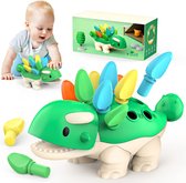 Montessori Sorteerspeelgoed - voor Baby's 1 tot 3 jaar - Motoriekspeelgoed - Kinderspeelgoed - Educatief speelgoed - Dinosaurusspeelgoed - Sorteerspel