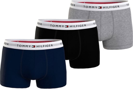 Tommy Hilfiger 3P Trunk Heren Ondergoed - Zwart/Blauw/Grijs - Maat L