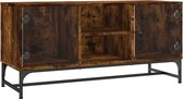 vidaXL-Tv-meubel-met-glazen-deuren-102x37x50-cm-gerookt-eikenkleurig