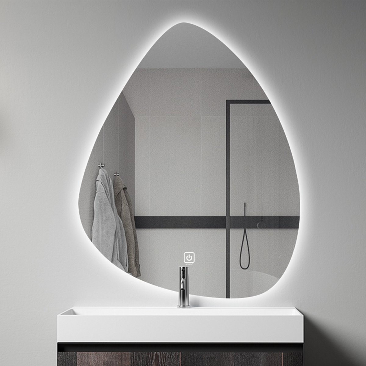Badkamerspiegel FENOMÉ Rocks Organisch LED Verlichting Condensvrij 70cm x 90cm