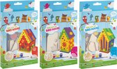 Grafix 3-delige Kinder Knutselset - Bouw & Versier je Eigen Vogelhuisje - Educatief Buitenspeelgoed voor Tuindecoratie