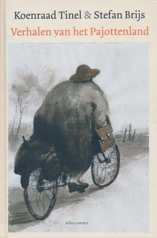 Boek kaft met een illustratie van een dikke man met een hoed op een fiets, met de titel "Verhalen van het Pajottenland".