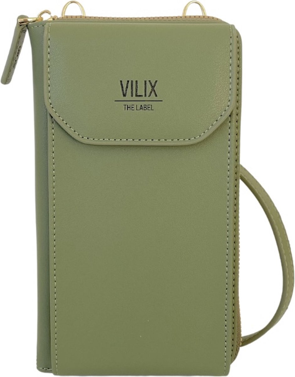 Vilix The Label - Nova tasje - portemonnee- & telefoontasje in één - vegan - compact - Leger Groen