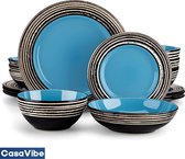CasaVibe Service de Vaisselle - 48 pièces - 12 personnes - Céramique - Luxe - Service d'assiettes - Bols