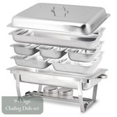 Zanora® Chafing Dish Set - 9-Delig - Warmhoudschalen - Roestvrij Staal - Buffetwarmer - 9 Liter - Incl. 2 GN Bakken