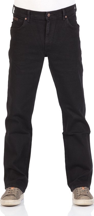 Wrangler Texas Str Heren Regular Fit Jeans Zwart - Maat W46 X L32
