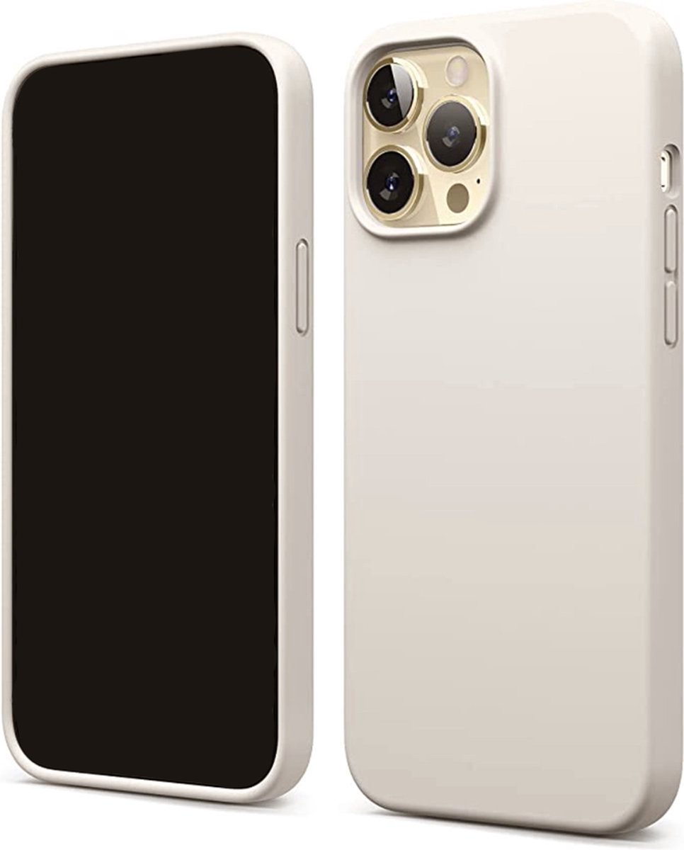 Innerlight® Siliconen Hoesje geschikt voor iPhone 15 PRO - Creme Wit - Siliconen Backcover - Siliconen iPhone hoesje