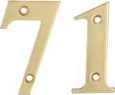 AMIG Huisnummer 71 - massief messing - 10cm - incl. bijpassende schroeven - gepolijst - goudkleur