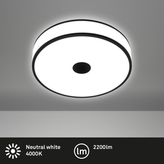 Briloner Leuchten BLOCK - Plafonnier LED - 3454- 115 - éléments décoratifs en noir - blanc neutre 4000K - IP20 - 25 000 heures - Ø38 x 9,5 cm