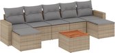 vidaXL - 8-delige - Loungeset - met - kussens - poly - rattan - beige