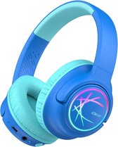 iClever - BTH18 - draadloze junior koptelefoon - volumebegrenzing - led lights - microfoon, opvouwbaar (blauw)
