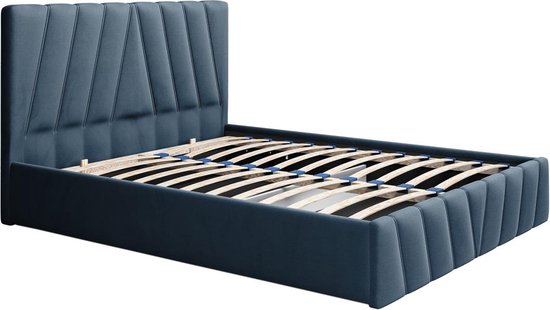 PASCAL MORABITO Bed met opbergruimte 200 - Fluweel - Blauw - LIDAMA van Pascal Morabito L H 104 D