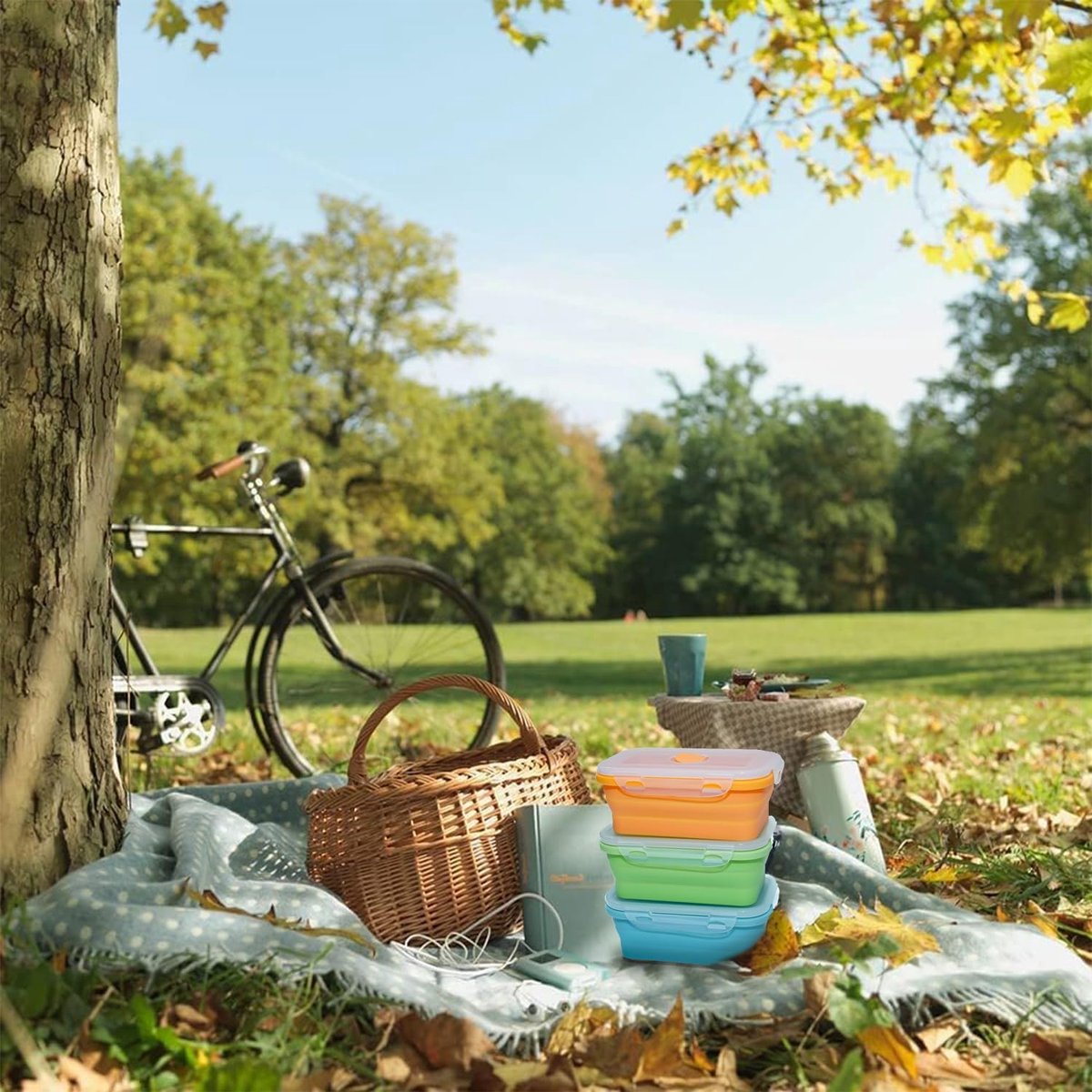 Lunch Box Camping Pliable 4 Boîtes à Lunch Pliantes En Silicone Multicolores - Conteneurs Alimentaires Rétractables Et Étanches