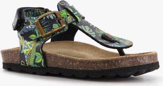 Groot leren kinder sandalen met teenbandje print - Groen - Maat 26
