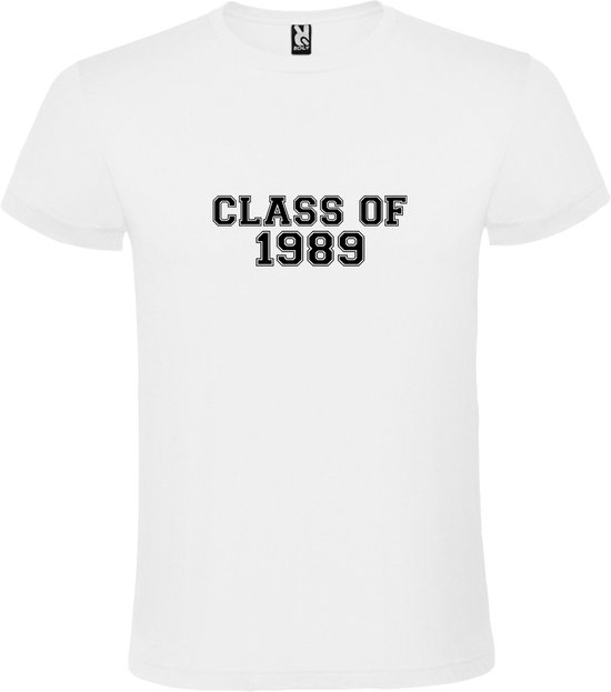 Wit T-Shirt met “Class of 1989 “ Afbeelding Zwart Size 4XL