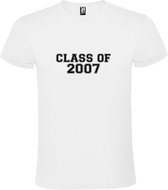 Wit T-Shirt met “Class of 2007 “ Afbeelding Zwart Size 3XL