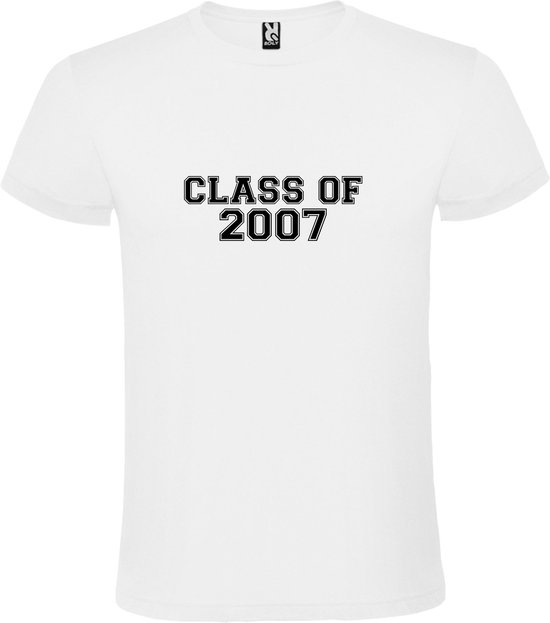 Wit T-Shirt met “Class of 2007 “ Afbeelding Zwart Size 3XL