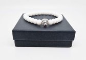 Handgemaakte Natuursteen Armbanden "Witte agaat" 8 mm - Met vorm Leeuw - Een bijzonder cadeau voor vrienden en familie